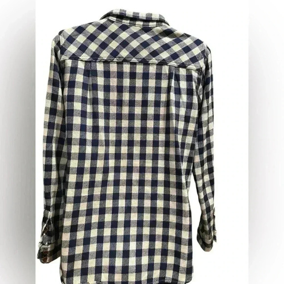 J CREW women’s Shirt-jacket in Stanton plaid flannel blue/cream size XS like new - Picture 5 of 11